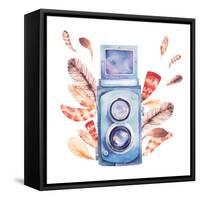 Retro Photo Camera with Feathers-Eisfrei-Framed Stretched Canvas