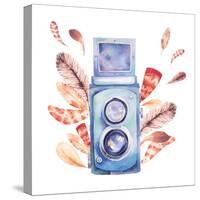 Retro Photo Camera with Feathers-Eisfrei-Stretched Canvas