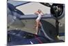 Retro Pin-Up Girl Posing with a World War II Era Pby Catalina Seaplane-null-Mounted Photographic Print