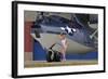 Retro Pin-Up Girl Posing with a World War II Era Pby Catalina Seaplane-null-Framed Photographic Print