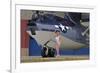 Retro Pin-Up Girl Posing with a World War II Era Pby Catalina Seaplane-null-Framed Photographic Print