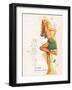 Retro Pin Up, Nude with Green Leaf-Freeman Elliott-Framed Art Print
