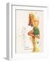Retro Pin Up, Nude with Green Leaf-Freeman Elliott-Framed Art Print