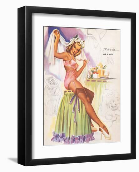 Retro Pin Up, Stockings & Wedding Veil-Freeman Elliott-Framed Art Print