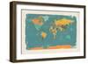 Retro Political Map of the World-Michael Tompsett-Framed Art Print