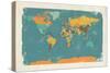 Retro Political Map of the World-Michael Tompsett-Stretched Canvas
