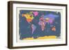 Retro Political Map of the World-Michael Tompsett-Framed Art Print