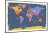 Retro Political Map of the World-Michael Tompsett-Mounted Art Print