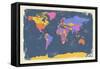 Retro Political Map of the World-Michael Tompsett-Framed Stretched Canvas