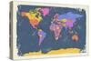 Retro Political Map of the World-Michael Tompsett-Stretched Canvas