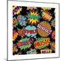 Retro Pop Art Style Pattern with Vintage Comic Book Quotes and Explosions-Cienpies Design-Mounted Premium Giclee Print