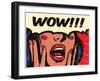 Retro Pop Art Surprised and Excited Comic Book Woman with Speech Bubble Saying Wow Vector Illustrat-drante-Framed Photographic Print