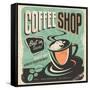 Retro Poster for Coffee Shop on Old Paper Texture-Lukeruk-Framed Stretched Canvas