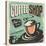 Retro Poster for Coffee Shop on Old Paper Texture-Lukeruk-Stretched Canvas