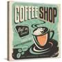 Retro Poster for Coffee Shop on Old Paper Texture-Lukeruk-Stretched Canvas