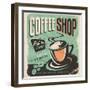 Retro Poster for Coffee Shop on Old Paper Texture-Lukeruk-Framed Premium Giclee Print