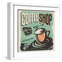 Retro Poster for Coffee Shop on Old Paper Texture-Lukeruk-Framed Art Print