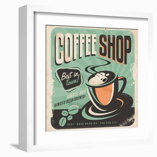 Retro Poster for Coffee Shop on Old Paper Texture-Lukeruk-Framed Art Print