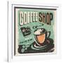 Retro Poster for Coffee Shop on Old Paper Texture-Lukeruk-Framed Art Print