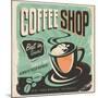 Retro Poster for Coffee Shop on Old Paper Texture-Lukeruk-Mounted Art Print