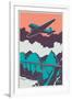 Retro Poster with Airplane. Vector Illustration.-Radoman Durkovic-Framed Art Print