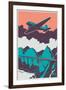 Retro Poster with Airplane. Vector Illustration.-Radoman Durkovic-Framed Art Print