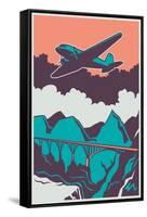 Retro Poster with Airplane. Vector Illustration.-Radoman Durkovic-Framed Stretched Canvas