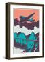 Retro Poster with Airplane. Vector Illustration.-Radoman Durkovic-Framed Art Print