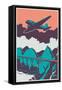 Retro Poster with Airplane. Vector Illustration.-Radoman Durkovic-Framed Stretched Canvas