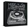 Retro Record Player Chalk-Mary Urban-Framed Stretched Canvas