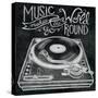 Retro Record Player Chalk-Mary Urban-Stretched Canvas