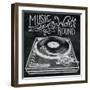 Retro Record Player Chalk-Mary Urban-Framed Art Print