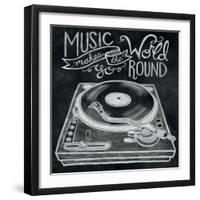 Retro Record Player Chalk-Mary Urban-Framed Art Print