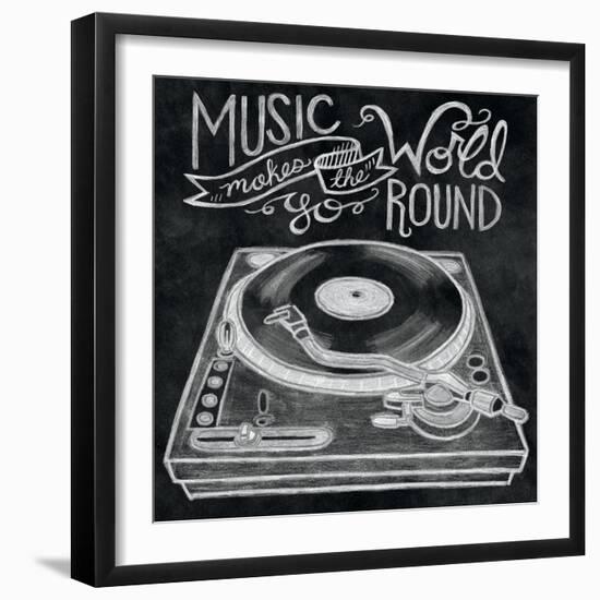 Retro Record Player Chalk-Mary Urban-Framed Art Print