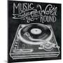 Retro Record Player Chalk-Mary Urban-Mounted Art Print