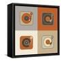 Retro Record Player Icons-YasnaTen-Framed Stretched Canvas