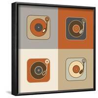 Retro Record Player Icons-YasnaTen-Framed Art Print