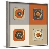 Retro Record Player Icons-YasnaTen-Framed Art Print