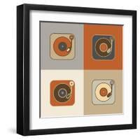 Retro Record Player Icons-YasnaTen-Framed Art Print