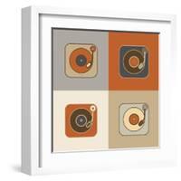 Retro Record Player Icons-YasnaTen-Framed Art Print