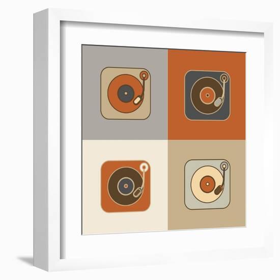 Retro Record Player Icons-YasnaTen-Framed Art Print