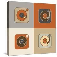 Retro Record Player Icons-YasnaTen-Stretched Canvas