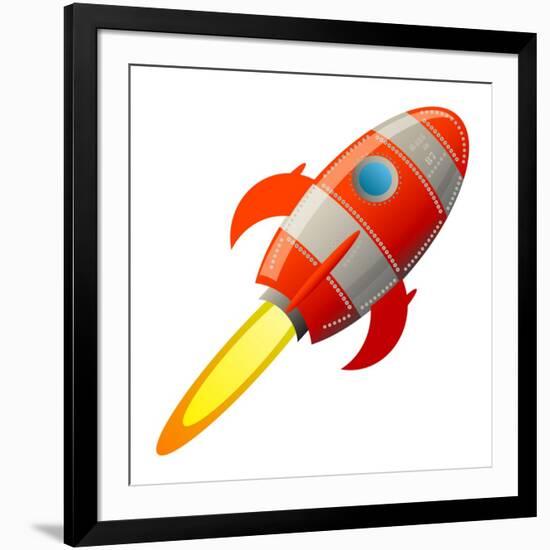 Retro Rocket, Vector Illustration-astudio-Framed Art Print