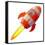 Retro Rocket, Vector Illustration-astudio-Framed Stretched Canvas