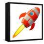 Retro Rocket, Vector Illustration-astudio-Framed Stretched Canvas