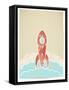 Retro Rocket With Grunge Texture-Elisanth-Framed Stretched Canvas