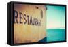 Retro Rustic Restaurant by the Sea-Mr Doomits-Framed Stretched Canvas