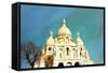 Retro Sacre-Coeur Church in Montmartre,Paris-ilolab-Framed Stretched Canvas