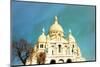 Retro Sacre-Coeur Church in Montmartre,Paris-ilolab-Mounted Photographic Print