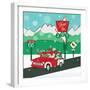 Retro Santa Driving I-Andi Metz-Framed Premium Giclee Print